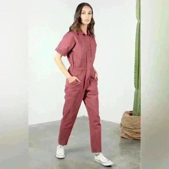 Mod Ref Winnette Utility Jumpsuit | Burgundy | Size Small - Picture 1 of 6